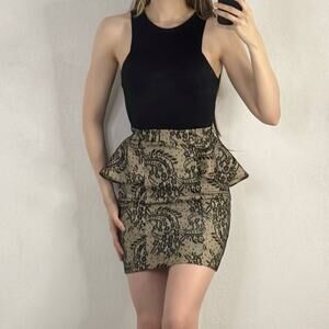 bebe Pendulum Sleeveless Dress Black Nude Lace Size XS
